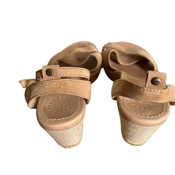Ugg Suede Slingback Nyssa Wedge Sandals Tan Size 6 - Picture 8 of 10